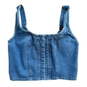 Lone Star Blue Denim Corset Top Cottagecore Prairie Boho Milkmaid Fairy Heritage